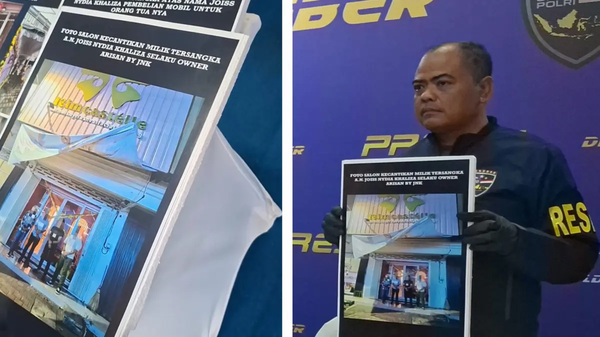 DISEGEL: Penampakan salon kecantikan milik tersangka yang disegel polisi. Diduga salon tersebut merupakan hasil dari arisan online fiktif.(MAHRUS/RADAR SURABAYA)