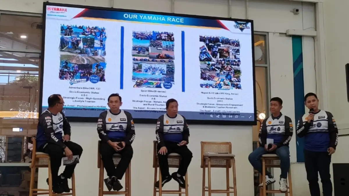 Jumpa pers Shell BLU CRU Yamaha Enduro Challenge 2026 yang bakal menyapa pencinta balap motor off-road di Jawa Timur. 