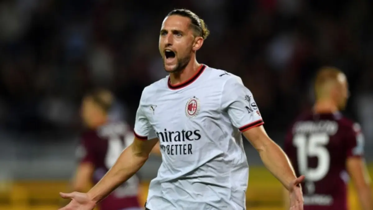 Adrien Rabiot  merayakan gol kedua timnya pada pertandingan Serie A antara Torino FC dan AC Milan di Stadio Olimpico Grande Torino pada 23 Agustus 2026 di Turin, Italia. (Foto oleh Valerio Pennicino/Getty Images)