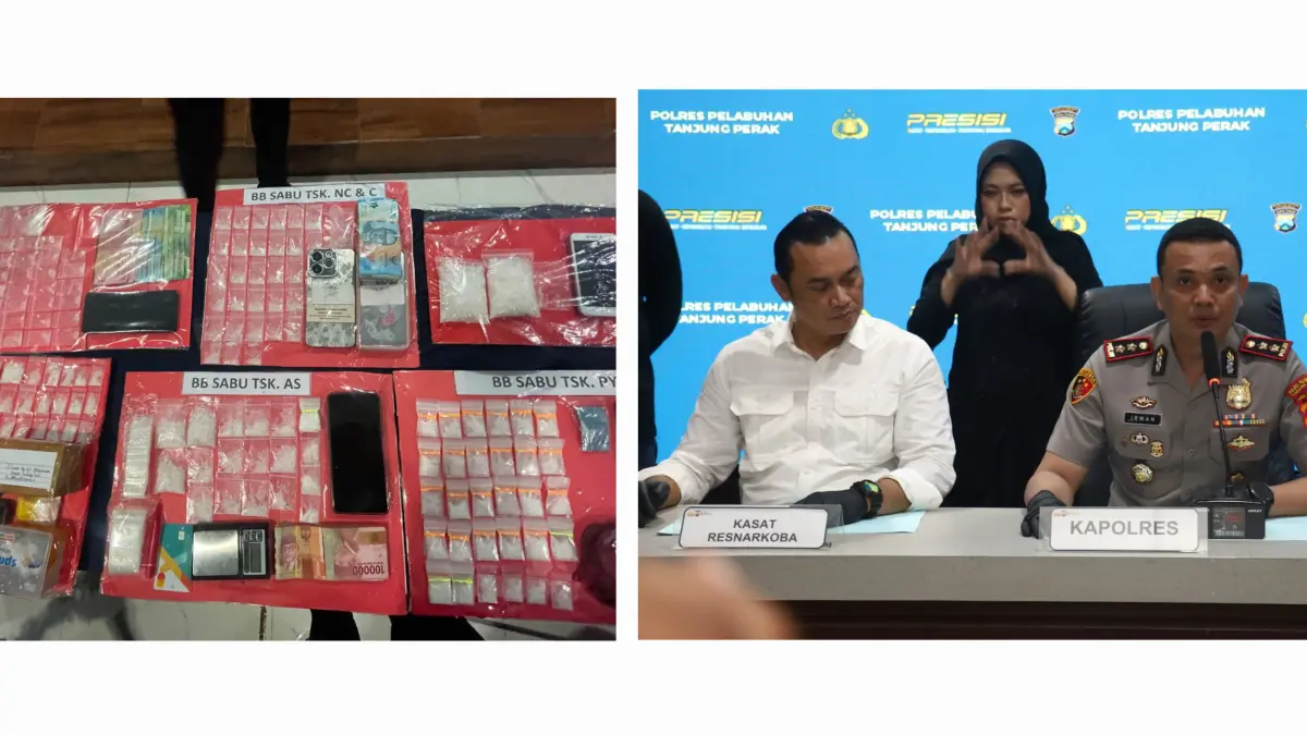 SUKSES: Satresnarkoba Polres Pelabuhan Tanjung Perak mengamankan satu kilogram sabu selama Operasi Tumpas Narkoba 2026.(IST/RADAR SURABAYA)