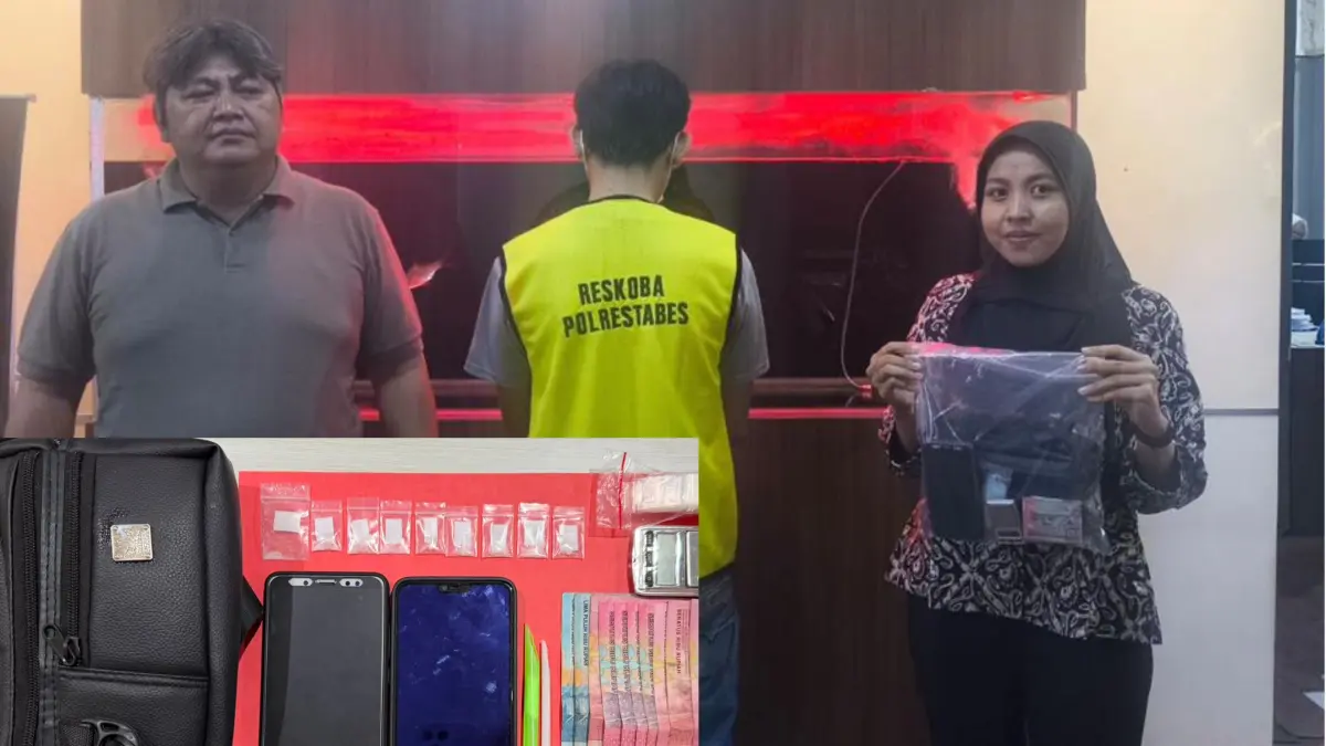 DIRINGKUS: Tersangka ZA warga Jalan Bendul Merisi Besar Timur, Surabaya, ditangkap usai ketahuan mengedarkan sembilan poket sabu. Penjaga warkop ini diamankan Satresnarkoba Polrestabes Surabaya. (IST/RADAR SURABAYA)