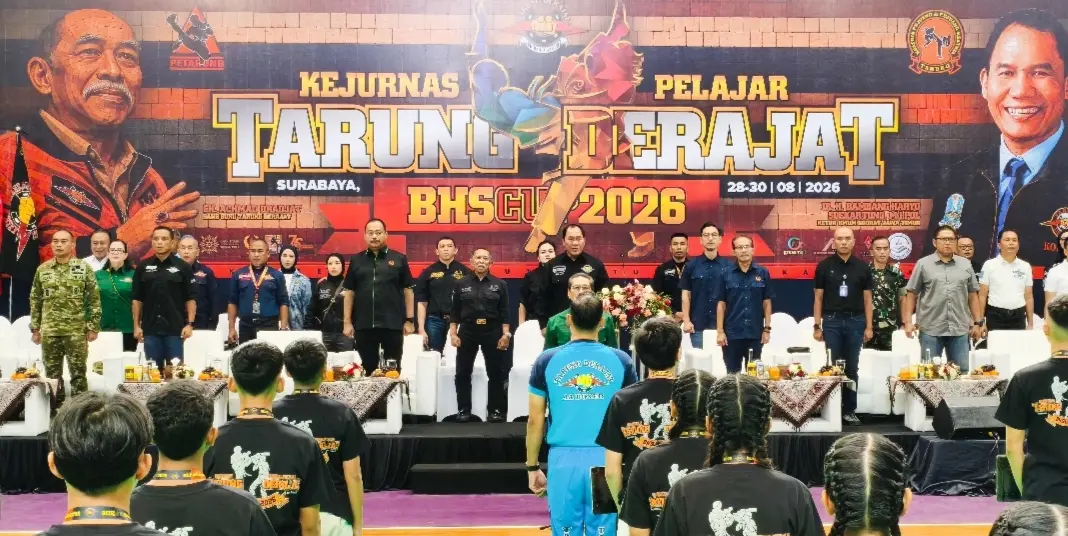 Kejuaraan Nasional (Kejurnas) Pelajar Tarung Derajat 2026 menjadi bagian penting dalam strategi regenerasi atlet Jawa Timur.(Andy Satria/Radar Surabaya) 