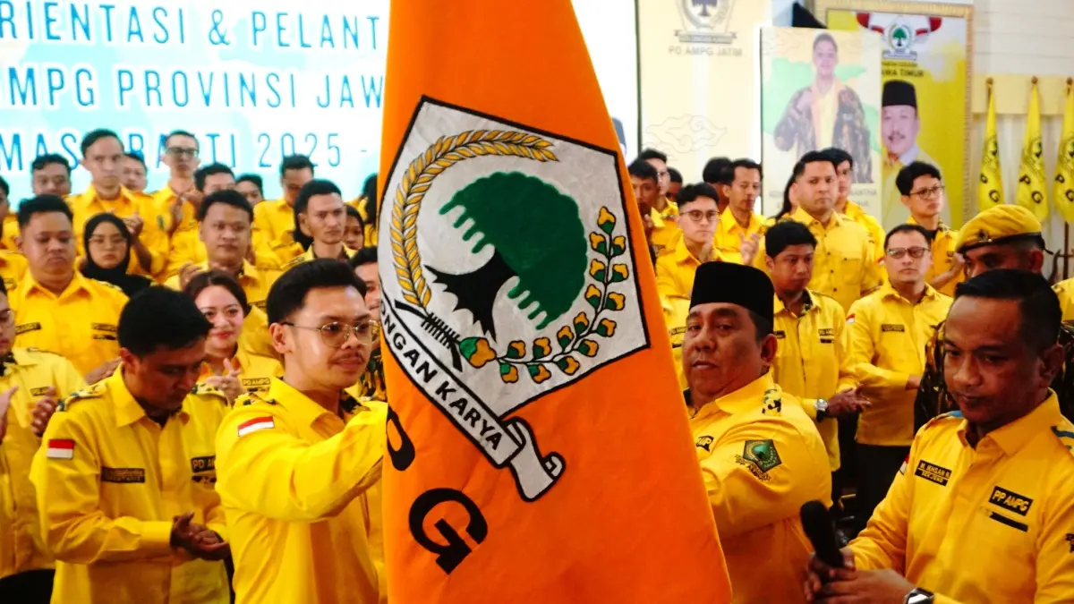 GEBRAKAN: Ketua PD AMPG Jawa Timur Muhammad Adiel Kanantha (pegang bendera kiri) akan membuka Pendidikan dan Pelatihan Daerah (Diklatda) I PD AMPG se-Kabupaten/Kota pada 5–6 September 2026.