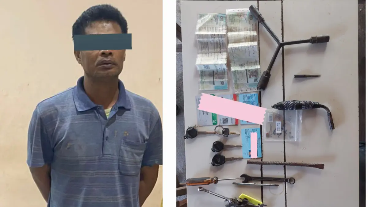 DITANGKAP: Tersangka AG ditangkap usai mencuri motor milik satpam perumahan di Jalan Arif Rahman Hakim, Sukolilo, Surabaya.(IST/RADAR SURABAYA)