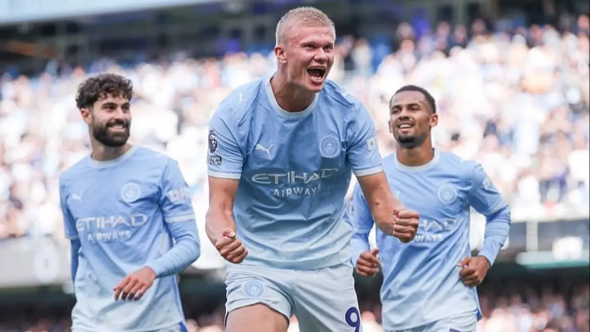 Erling Haaland jadi penentu kemenangan Manchester City. (Dailymail) 