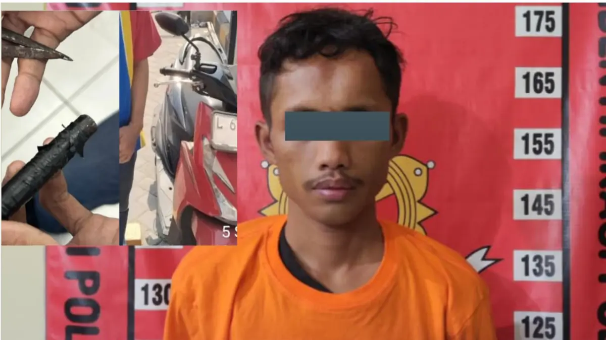 DIAMANKAN: Tersangka curanmor OD saat diamankan usai tepergok korban di Jalan Beringin, Surabaya. (IST/RADAR SURABAYA)