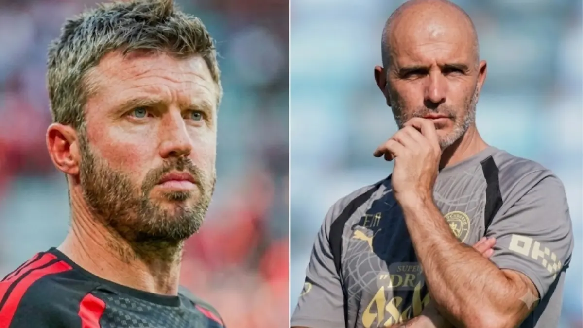 Adu strategi dan taktik Michael Carrick (kiri) dan Enzo Maresca.