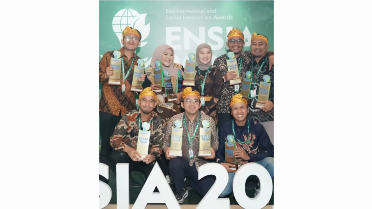 TERBAIK: Penghargaan berhasil diraih Pertamina Patra Niaga Jatimbalinus dalam ajang Environmental and Social Innovation Award (ENSIA) 2026. (IST/RADAR SURABAYA)