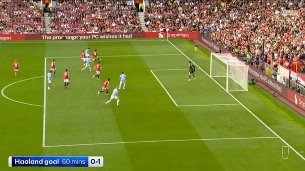 Gol Haaland diberikan setelah peninjauan VAR, setelah sebelumnya dinyatakan offside.(dailymail)