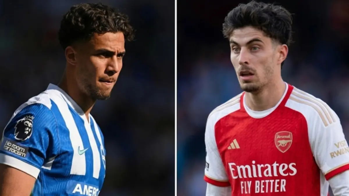 Adu tajam Charalampos Kostoulas (kiri) dan Kau Havertz. (BBC/Gemini AI)