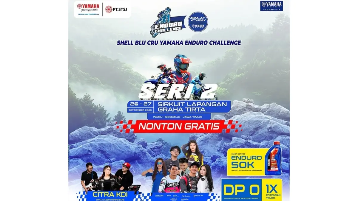 Shell bLU cRU Yamaha Enduro Challenge 2026 siap memacu adrenalin masyarakat Sidoarjo pada 26–27 September 2026.
