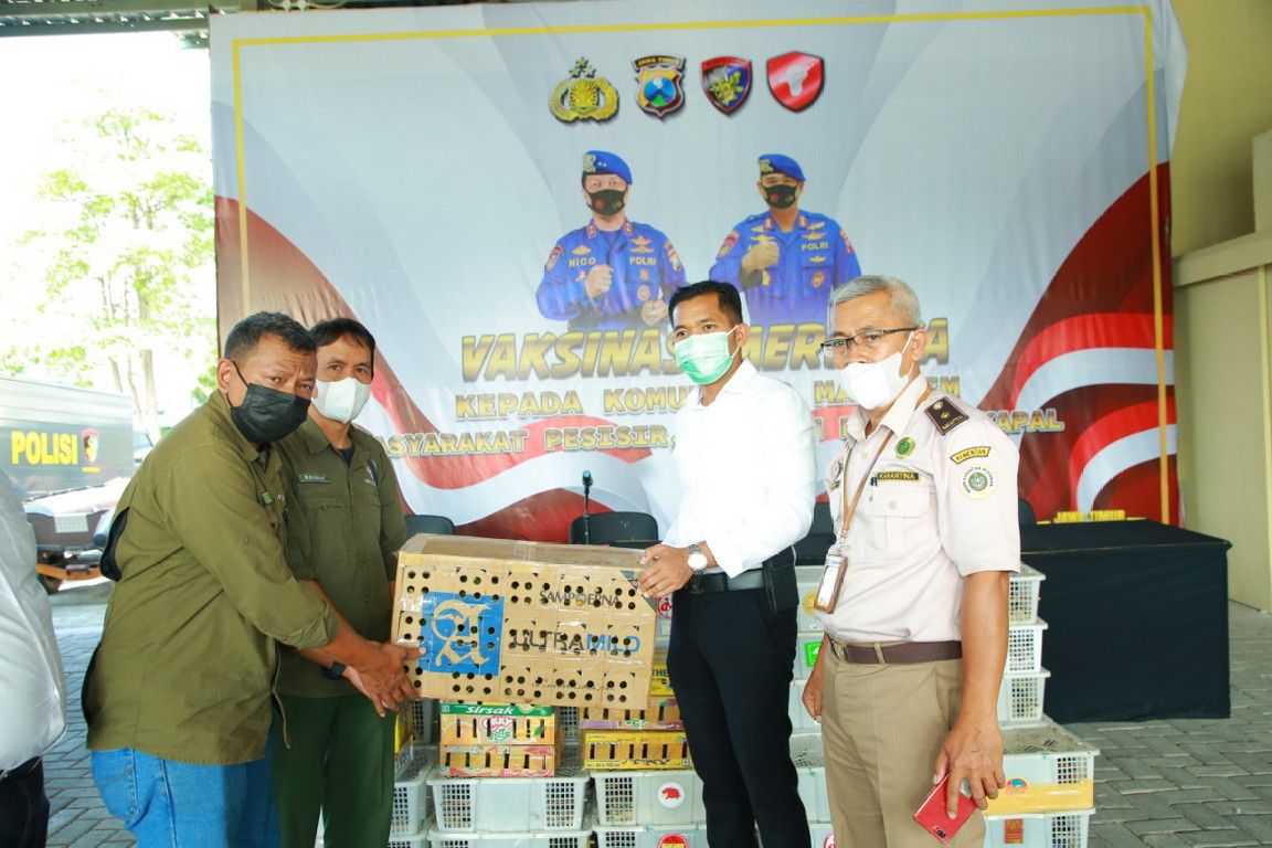 Barang bukti ribuan burung selundupan diamankan Polisi Air dan Udara (Polairud) Polda Jawa Timur. (IST)