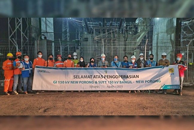 PENINGKATAN: PLN meresmikan pengoperasian GI 150 V New Porong dan SUTT 150 kV Bangil-New Porong sebagai komitmennya terkait peningkatan keandalan sistem kelistrikan. (ISTIMEWA)