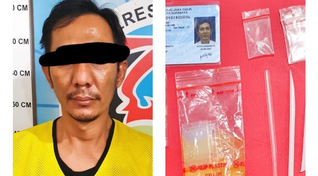Tersangka pengedar narkoba diamankan di kawasan Wonokromo bersama barang bukti. (IST)