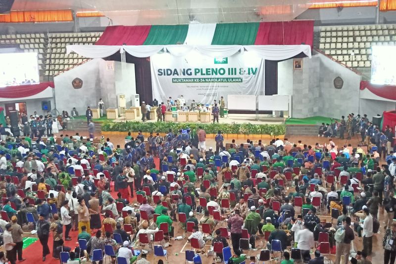 Suasana pemungutan suara calon Ketua Umum PBNU di Universitas Lampung, Jumat (24/12/2021). (ANTARA)