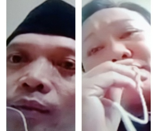 Abdullah Lutfi (berkopyah) dan Stepeny Henny Pranata diadili karena sabu. (FARIS/RADAR SURABAYA)