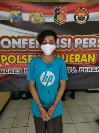 BANDIT MANCING: Tersangka pencurian motor di kawasan kolam pancing Lebak Timur ditangkap polisi. (IST)