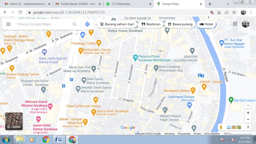 SATU KOMPLEKS: Lokasi jalan-jalan yang menggunakan nama kerajaan, tepatnya berada di Kecamatan Tegalsari. (IST)