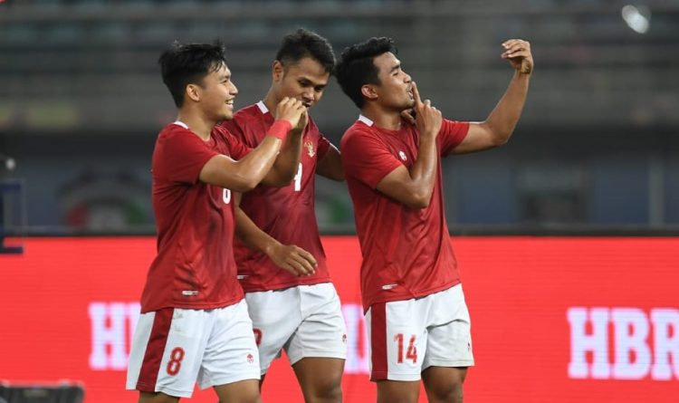 Para pemain timnas Indonesia merayakan gol ke gawang Nepal pada laga terakhir Grup A kualifikasi Piala Asia 2023. (ISTIMEWA/AFC)