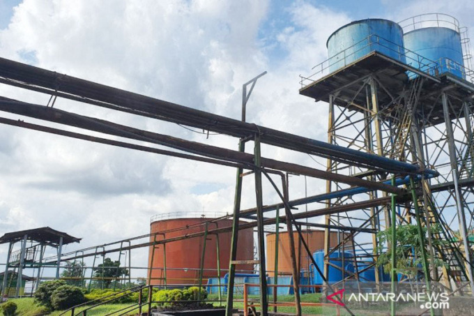 Tangki CPO di Pabrik Kelapa Sawit (PKS) Sei Pagar PTPN V, salah satu pabrik pengolahan minyak sawit yang ada di Kabupaten Kampar yang memperoleh sertifikat Roundtable on Sustainable Palm Oil dari TUV Rheinland. (ANTARA/HO-PTPNV)