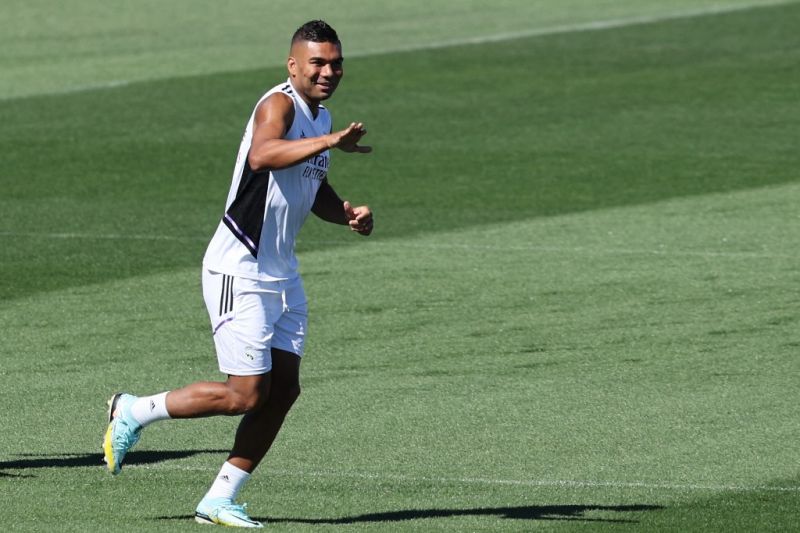 casemiro saat berlatih jelang bergabung dengan Manchester United. (ANTARA/REUTERS)