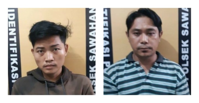 KOMPAK: Tersangka TS dan FH ditahan di Polsek Sawahan. (IST)