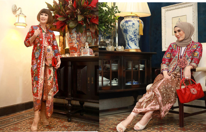 COCOK SEGALA USIA: Busana karya desainer Novita Yunus ini mengangkat batik Pekalongan yang dipadukan dengan nuansa merah dan motif khas Imlek. (HILDAN SEPKA ADITYA/RADAR SURABAYA)