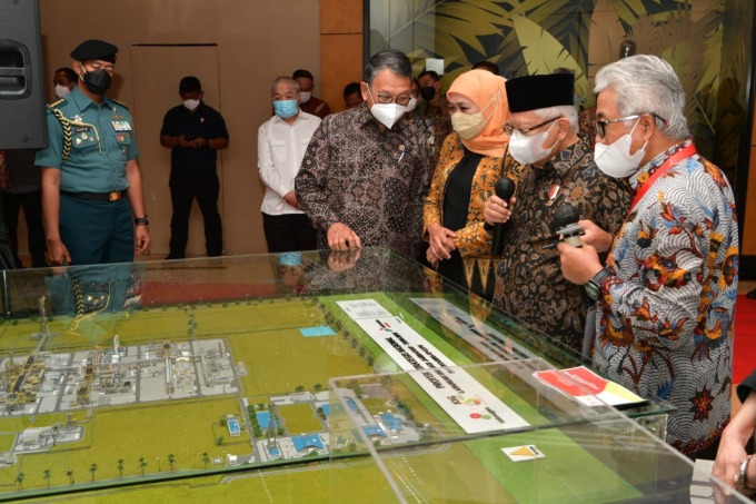 Wakil Presiden KH Ma’ruf Amin ketika meresmikan Proyek Strategis Nasional (PSN) Jambaran Tiung Biru (JBT) serta Lapangan Gas MDA & MBH, di Surabaya, Rabu (8/2). (ISTIMEWA)