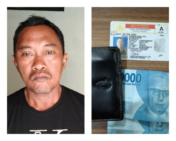KETAHUAN: Tersangka STR diamankan bersama barang bukti di Polsek Genteng. (IST)