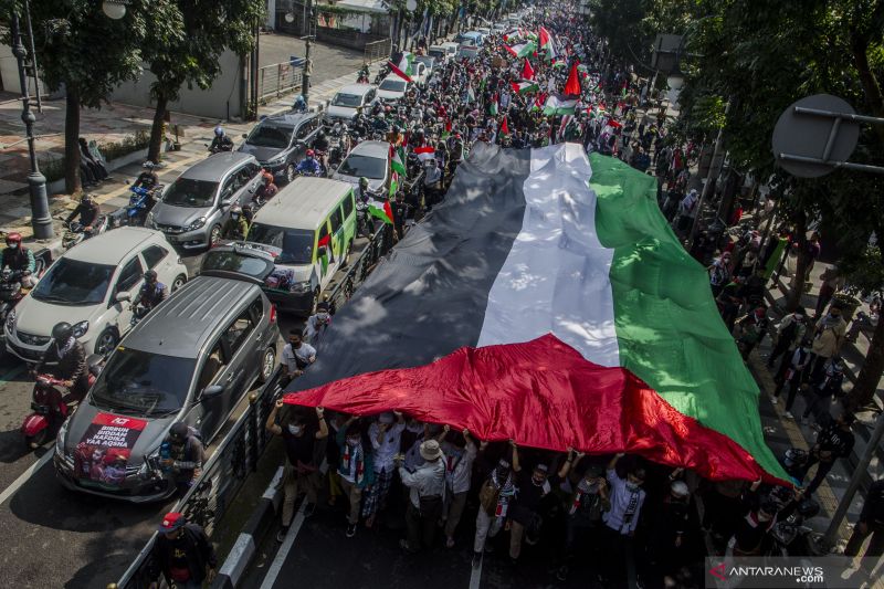 Ilustrasi - Dukungan kepada Palestina di Indonesia. (ANTARA FOTO/Novrian Arbi/foc)