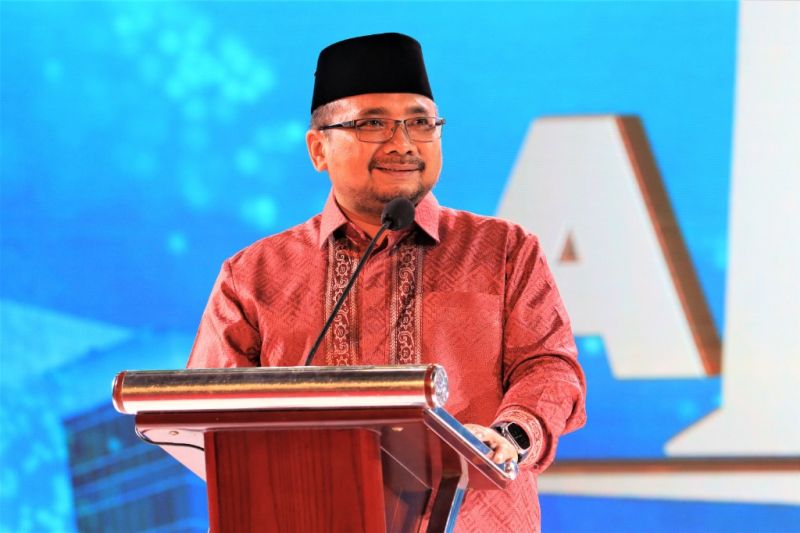 Menteri Agama Yaqut Cholil Qoumas saat membuka Annual International Conference on Islamic Studies (AICIS) 2023 di UIN Sunan Ampel Surabaya, Jawa Timur, Selasa (2/5/2023). (ANTARA/HO-Humas UINSA)
