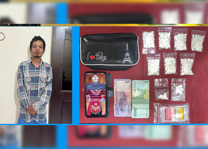 PESAKITAN: BSR pengedar pil koplo usai diinterogasi penyidik.