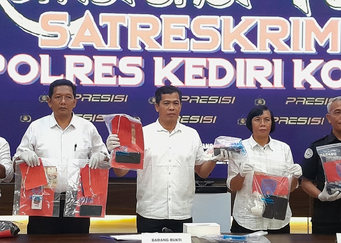 TEGAS: Polres Kediri Kota merilis sejumlah kasus, termasuk salah satunya praktik kos-kosan&nbsp;mesum.