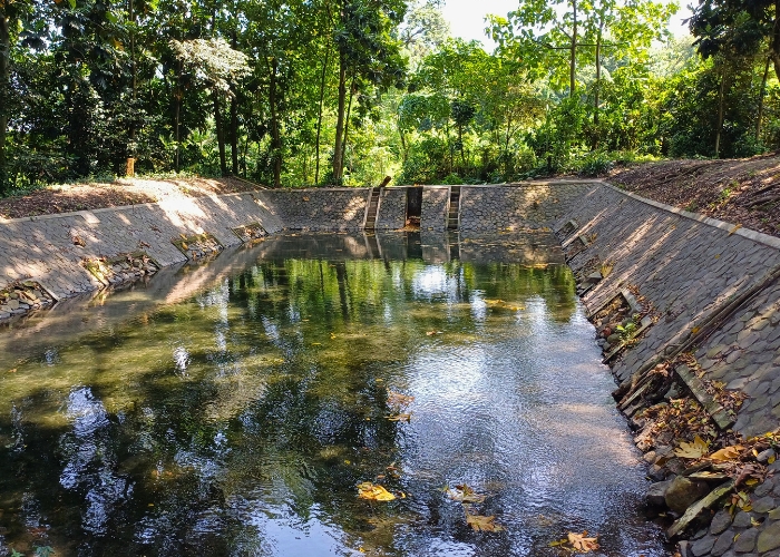 TERSEMBUNYI: Sumber Soko di Desa Menang, Pagu sepi dari kunjungan warga. Sumber air yang dikelilingi pohon besar dan berbentuk bak penampungan digunakan untuk mengaliri persawahan warga.