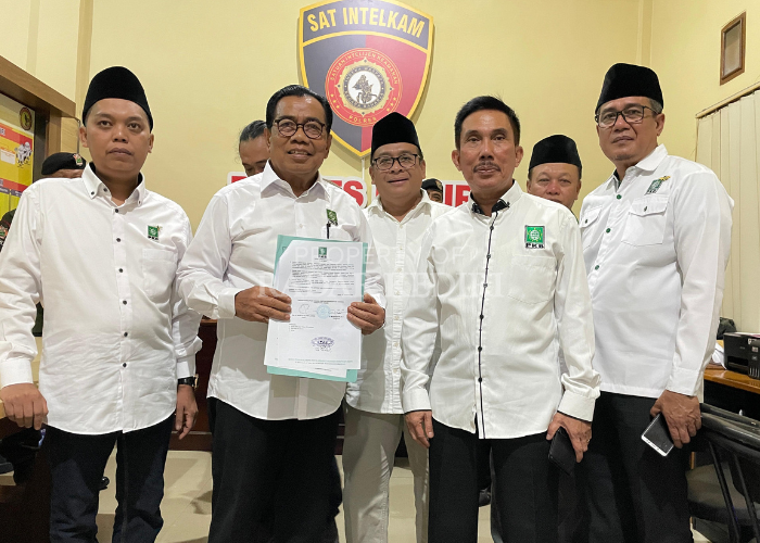 MINTA PERLINDUNGAN: Pengurus DPC PKB saat mendatangi Polres Kediri.