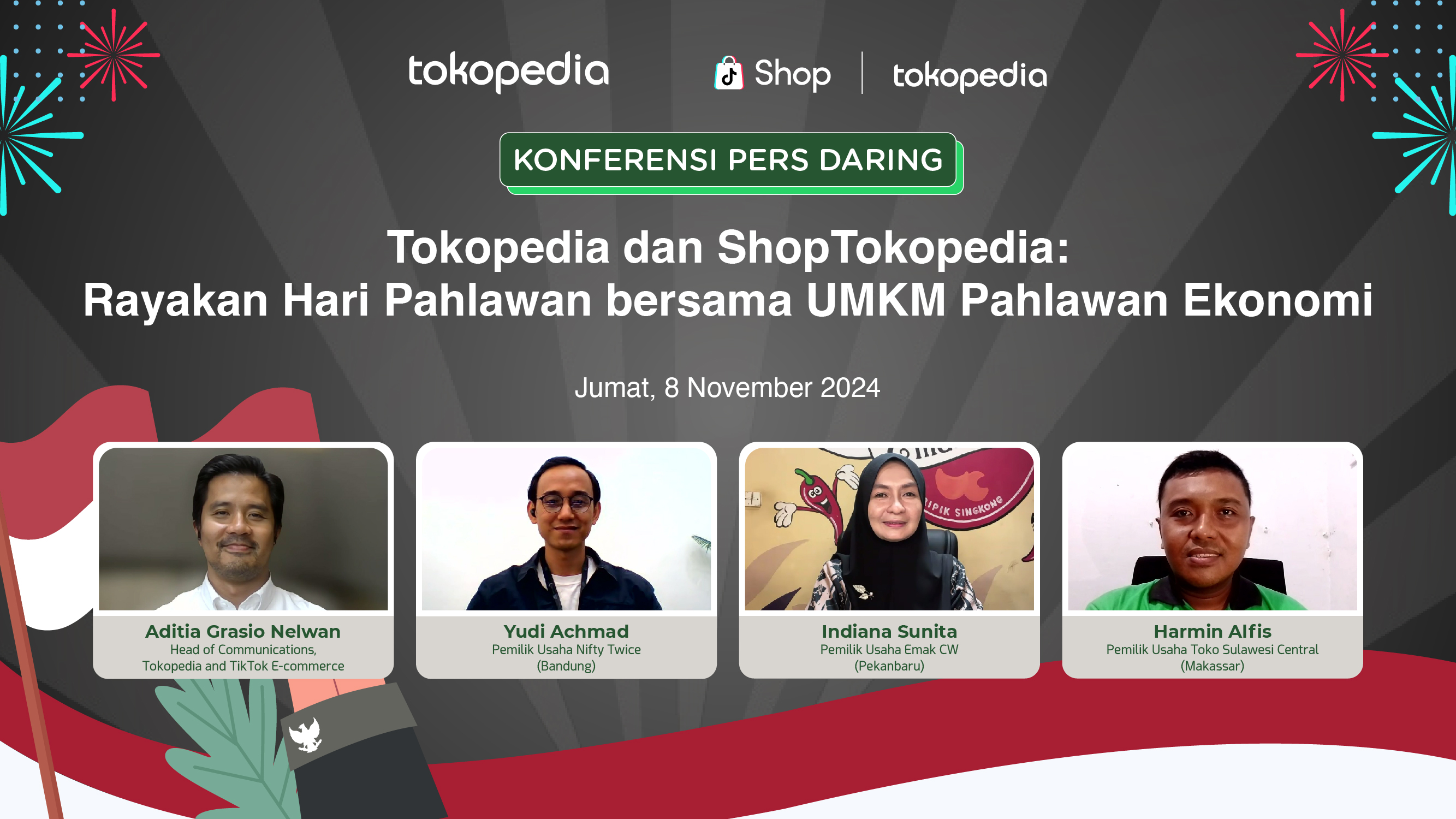 Tokopedia dan ShopTokopedia merayakan Hari Pahlawan, sampaikan pertumbuhan jumlah pelaku usaha dan tren belanja online, serta beri panggung bagi pelaku usaha di penjuru tanah air.