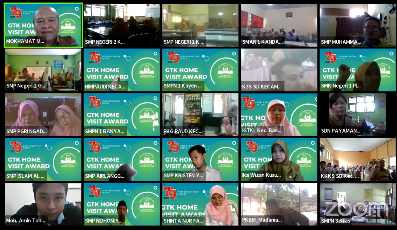 INOVATIF: Kadisdik Kabupaten Kediri M Muhsin memimpin sosialisasi GTK Home Visit Awards 2024 via Zoom Meeting.