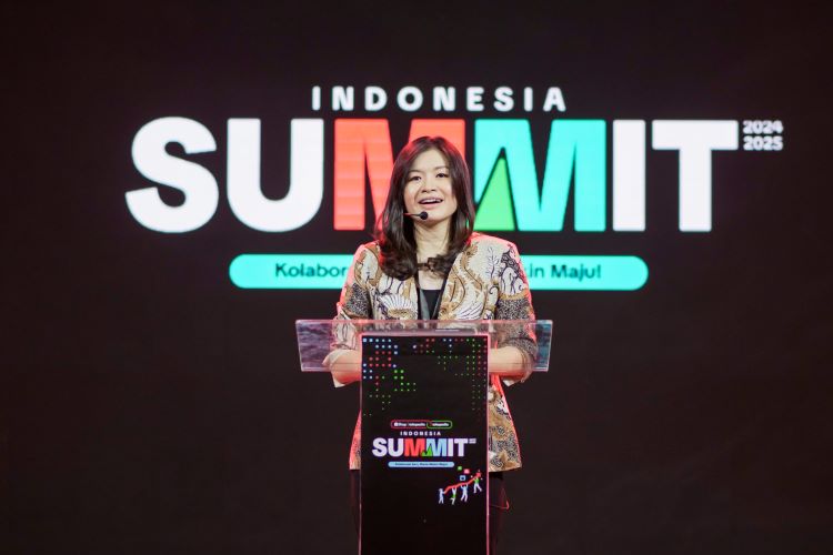 Presiden Direktur Tokopedia dan TikTok E-commerce, Melissa Siska Juminto, pada acara ShopTokopedia & Tokopedia Summit yang menjadi penanda sinergi Tokopedia dan ShopTokopedia yang makin kuat