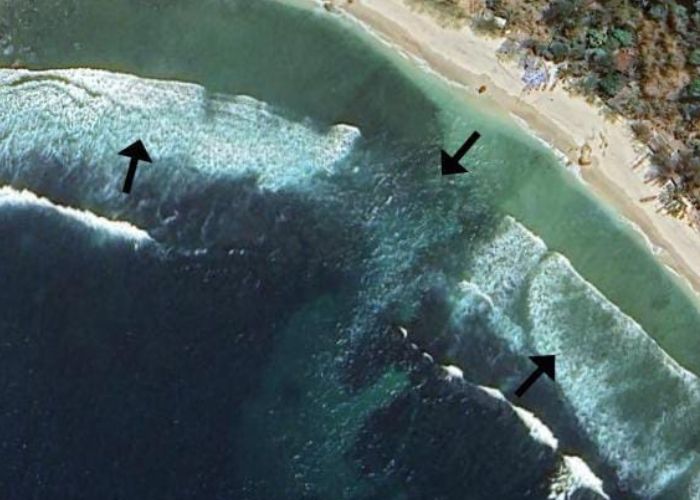 Kondisi pantai Drini Gunungkidul saat rip current.