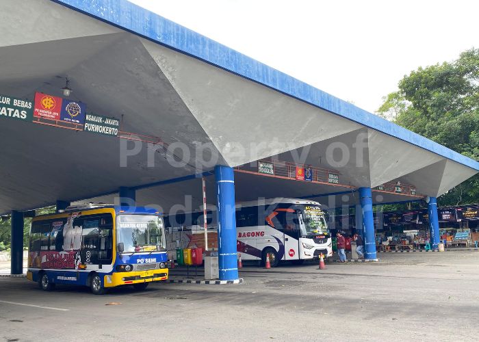 NGETEM: Bus di Terminal Tamanan Kota Kediri menunggu penumpang.