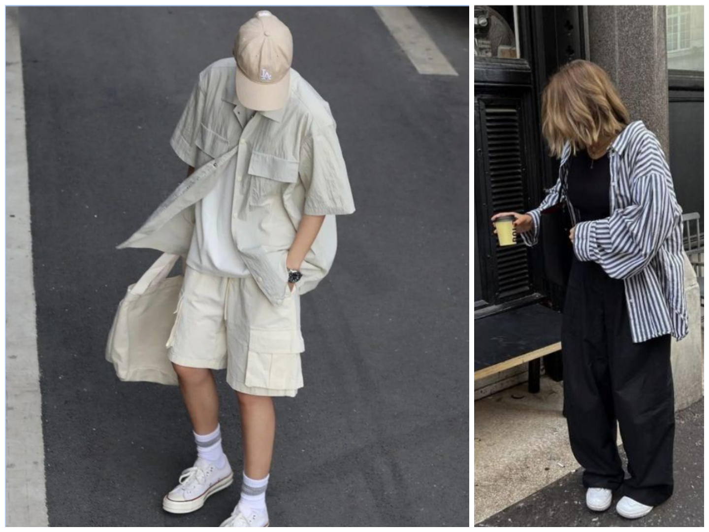 Remaja berpose dengan mengenakan pakaian bergaya street style.