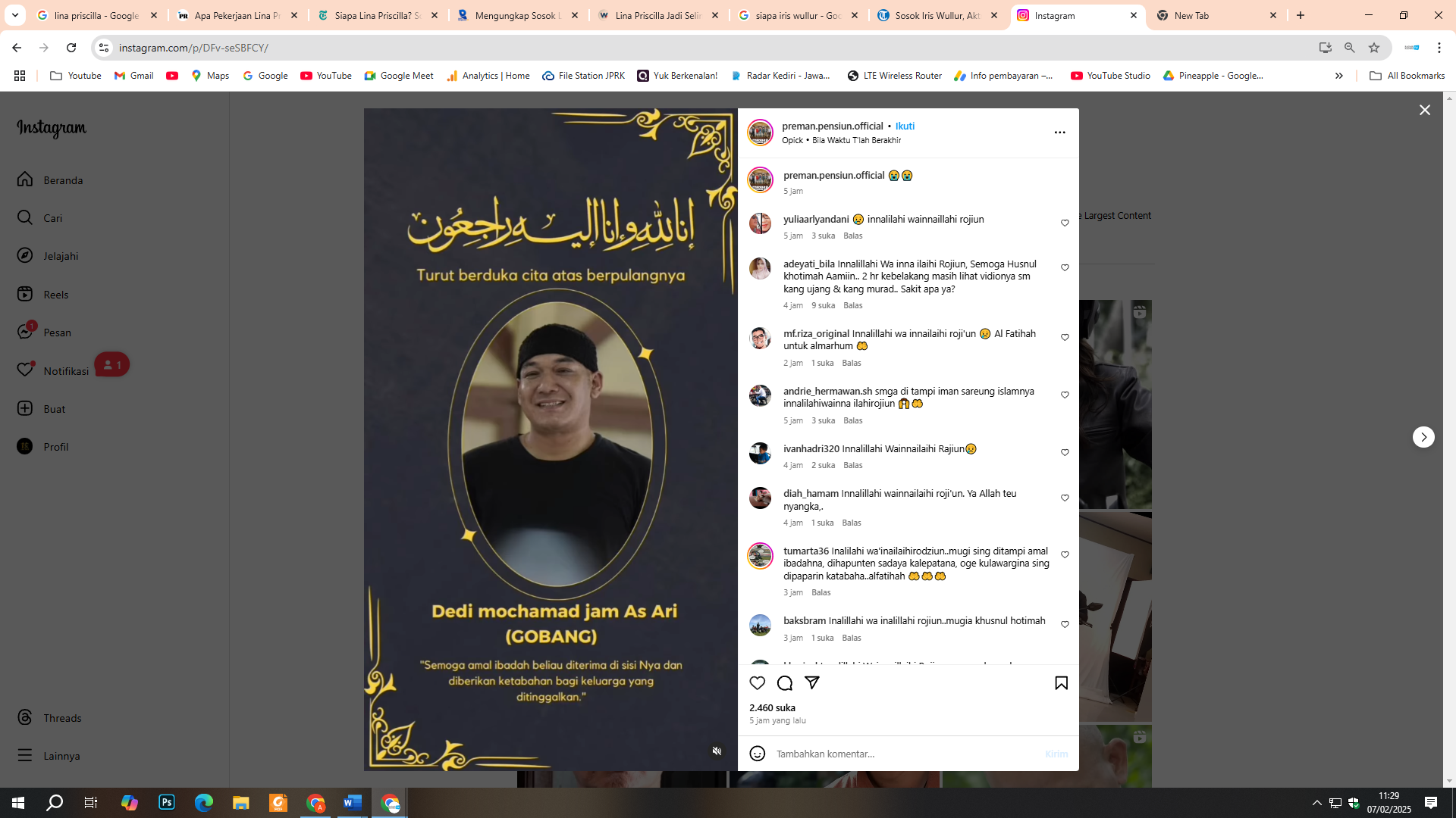 Gobang Preman Pensiun Meninggal Dunia