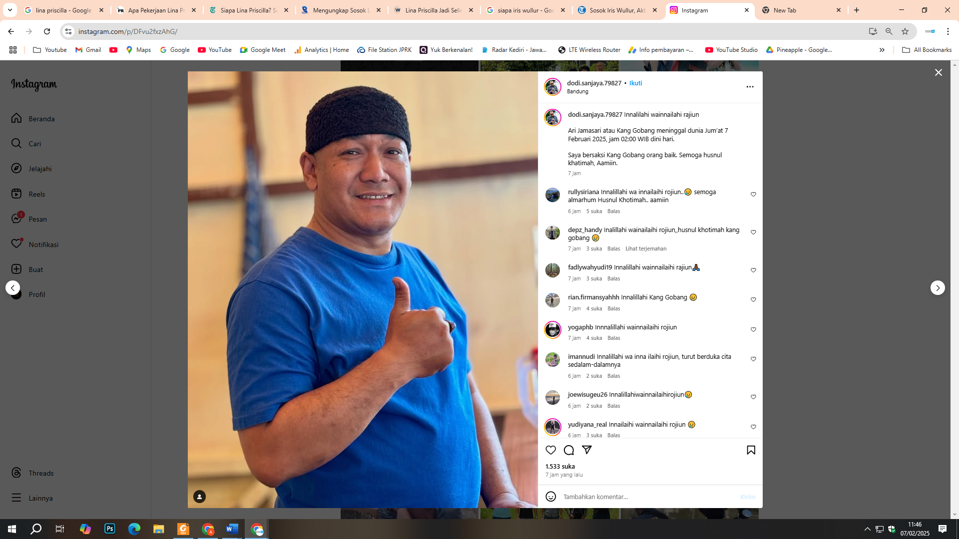 Potret Kang Gobang sebelum meninggal dunia