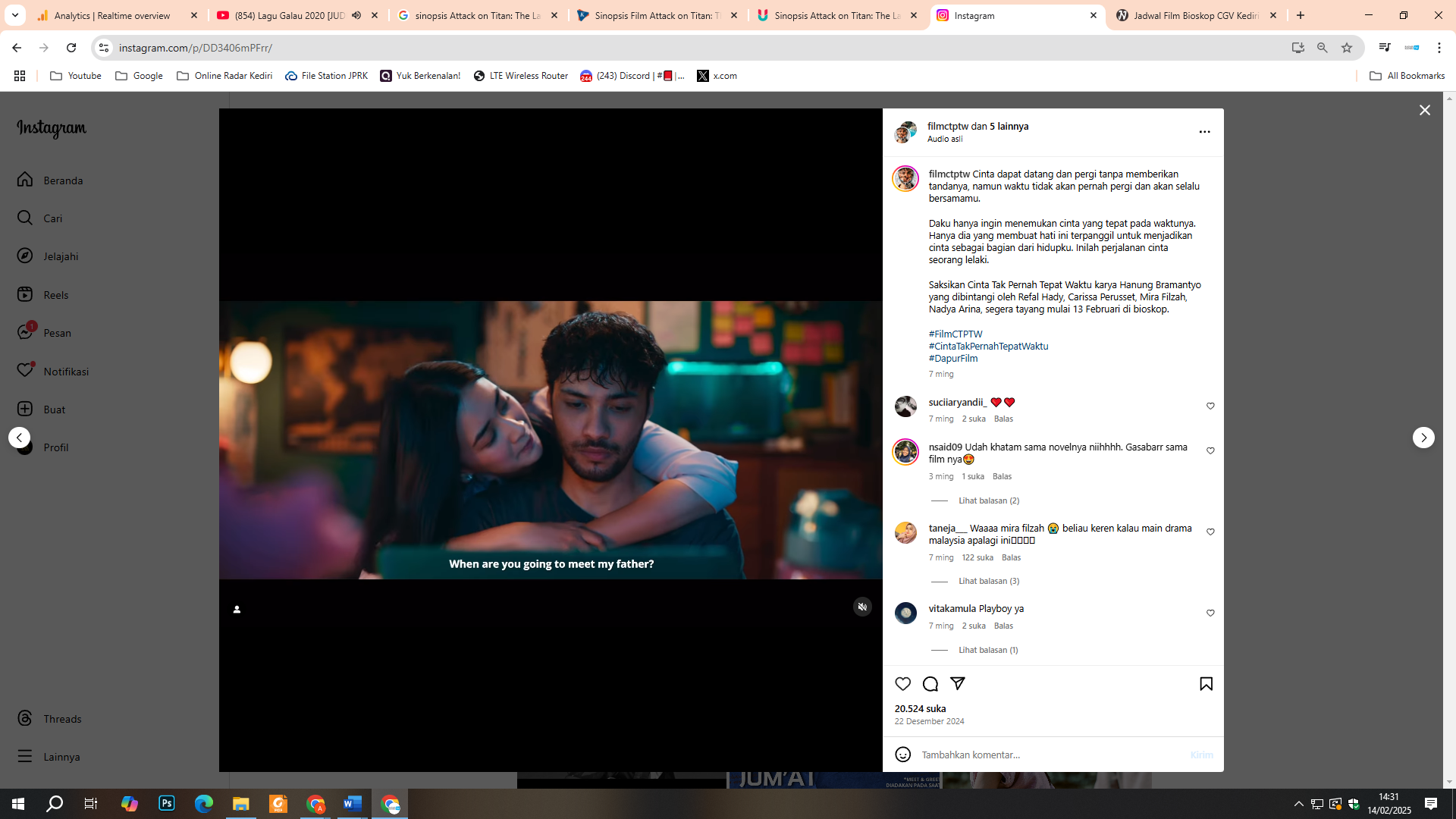 Film Cinta Tak Pernah Tepat Waktu