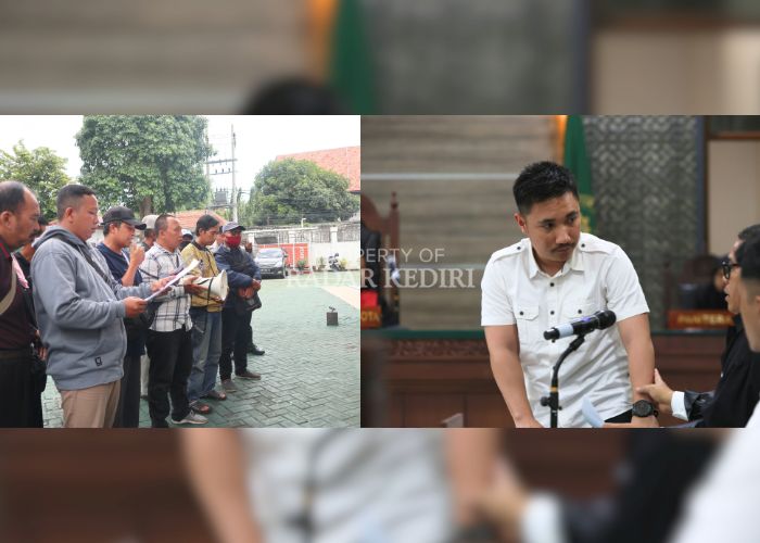 Terdakwa kasus penipuan investasi madu klanceng Chrisma Dharma Ardiansyah (kemeja putih) berbincang dengan penasihat hukum usai pembacaan putusan. Belasan korban penipuan membacakan pernya