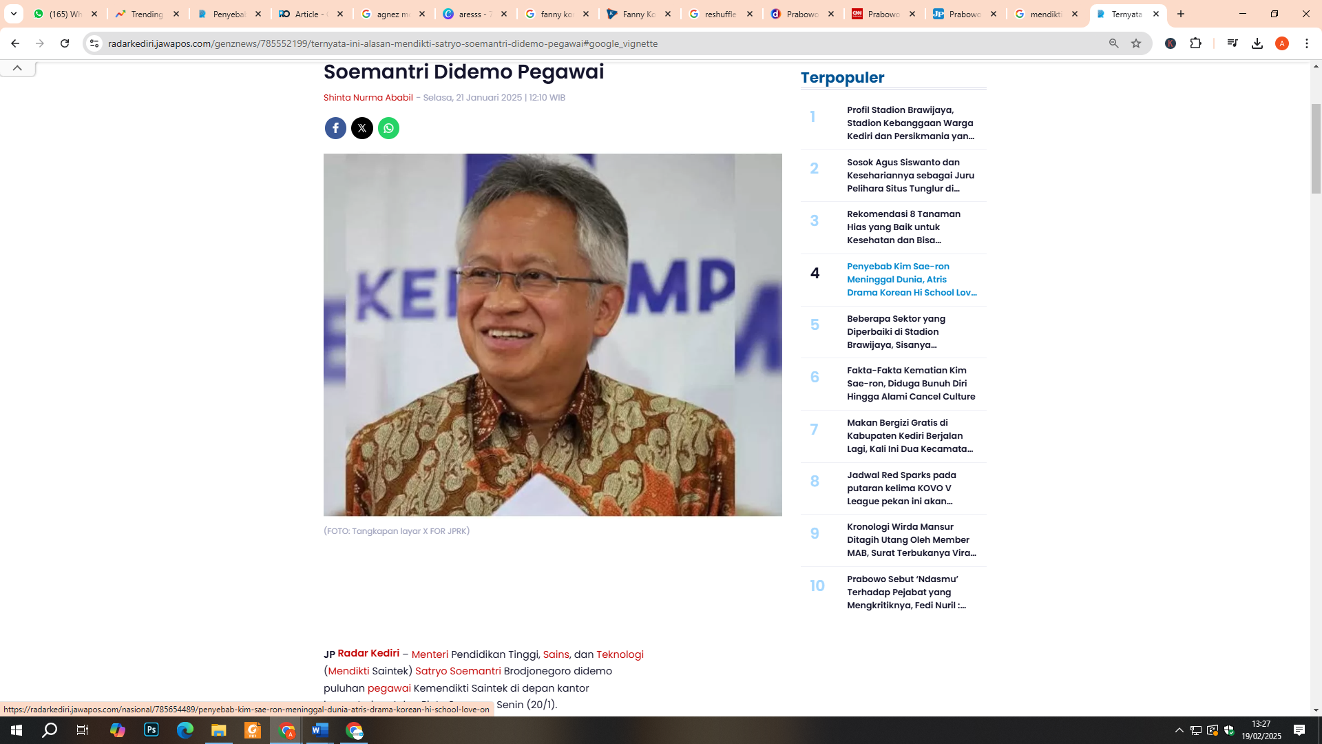 Mendikti Saintek Satryo Saemantri Brodjonegoro