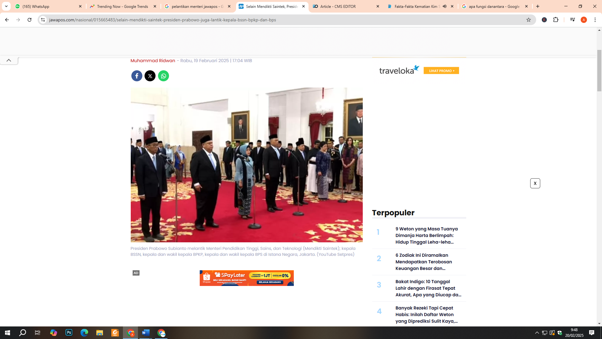 Pelantikan menteri kabinet Merah Putih