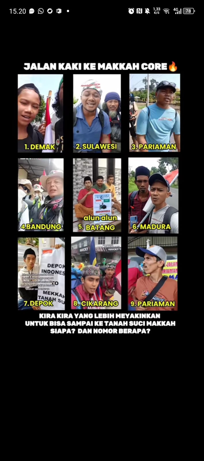 Kumpulan video beberapa orang melakukan jalan kaki ke Mekkah