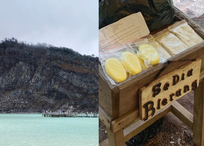 Belerang yang dijual di Wisata Kawah Putih, Bandung, Jawa Barat memiliki khasiat untuk kesehatan kulit.