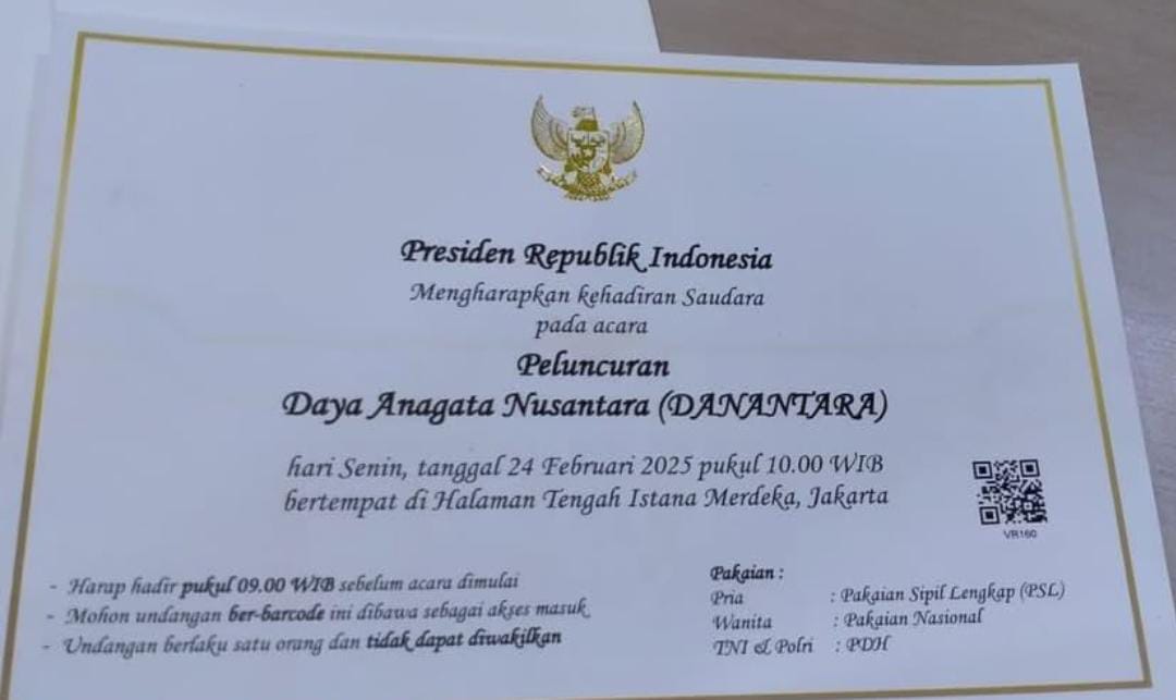 Undangan peresmian Danantara, Senin (24/2).
